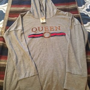 Fashion, long light hooded shirt/mini dress